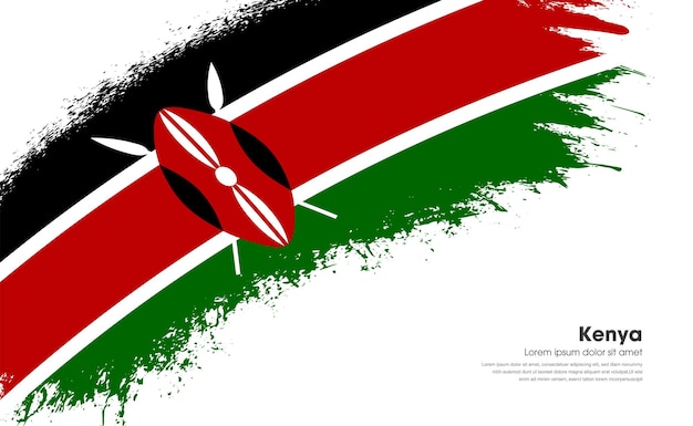 Vlag van Kenia land op kromme stijl grunge penseelstreek met achtergrond