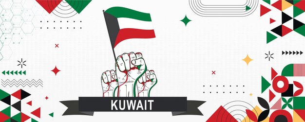 Vlag van Koeweit onafhankelijkheidsdag geometrisch Land web banner corporate abstract terug