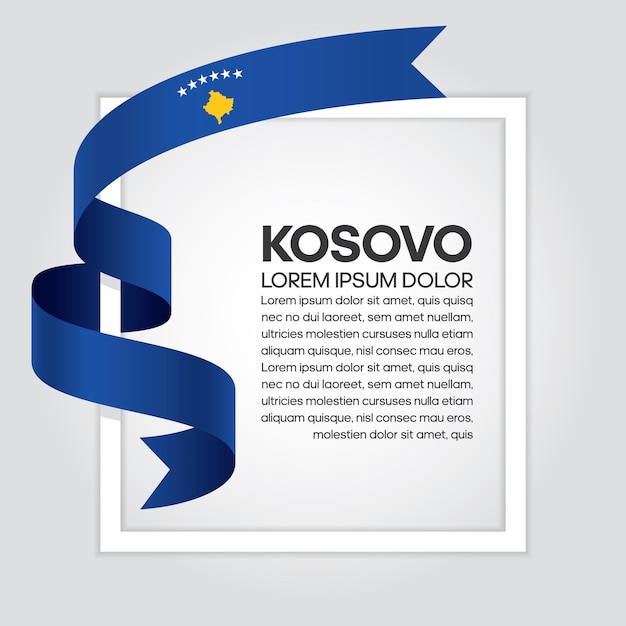 Vlag van Kosovo lint, vectorillustratie op een witte achtergrond