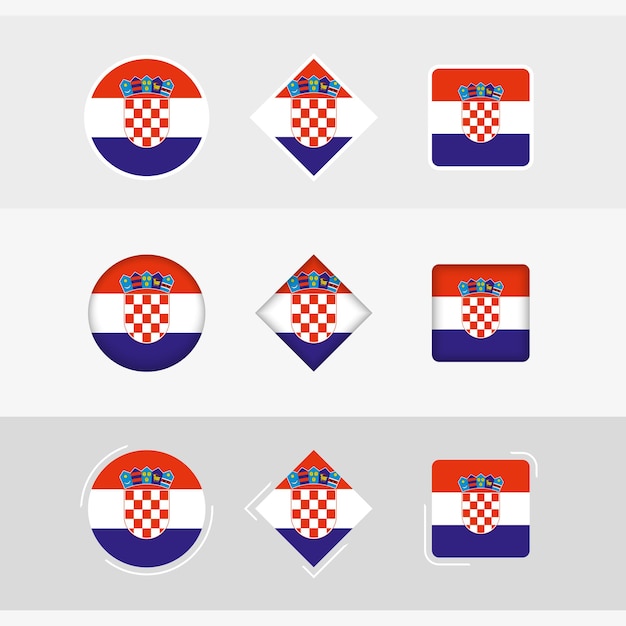 Vlag van Kroatië pictogrammen instellen vector vlag van Kroatië