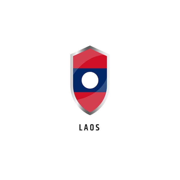 Vlag van Laos met schild vorm pictogram platte vectorillustratie