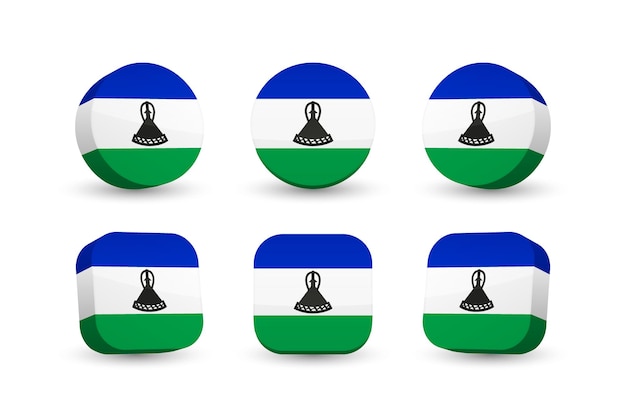 Vlag van lesotho 3d vector illustratie knop vlag van lesotho geïsoleerd op wit