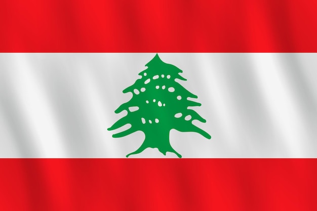 Vlag van libanon met zwaaiend effect, officiële proportie.