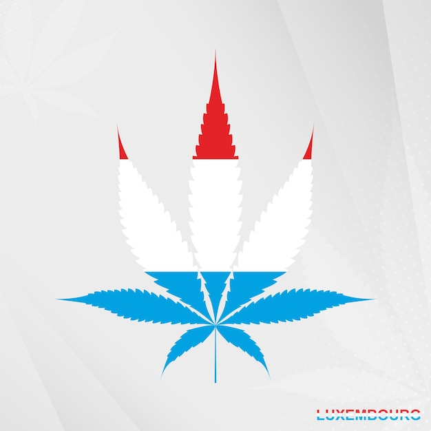 Vlag van luxemburg in de vorm van het marihuanablad. het concept van legalisatie cannabis in luxemburg.