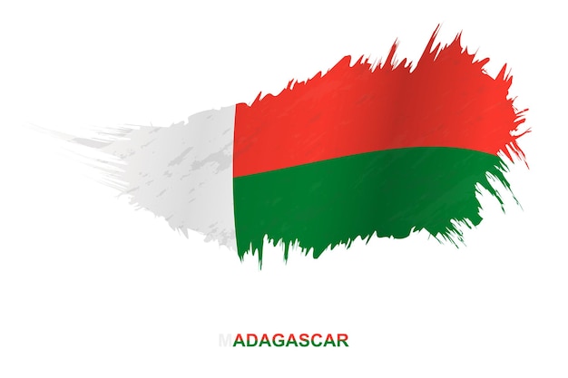 Vlag van Madagaskar in grunge stijl met wuivende ingang, vector grunge penseelstreek vlag.