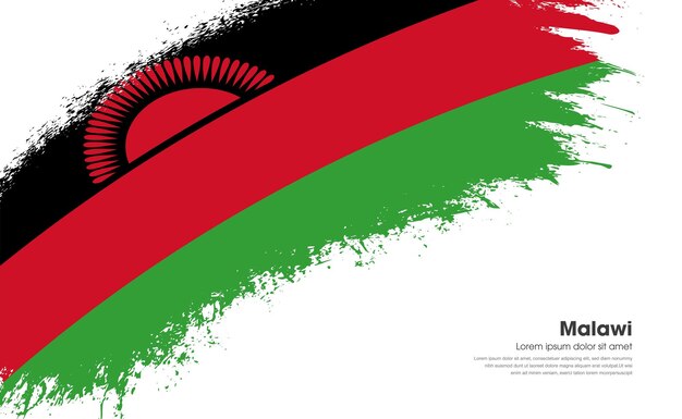 Vlag van Malawi land op kromme stijl grunge penseelstreek met achtergrond