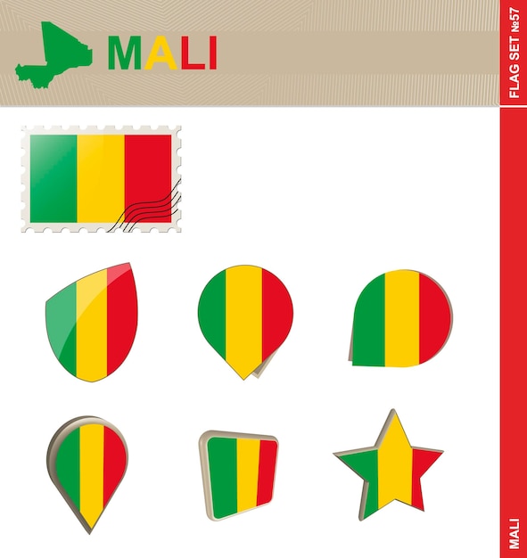 Vlag van Mali ingesteld Vlaggenset 57 Vector