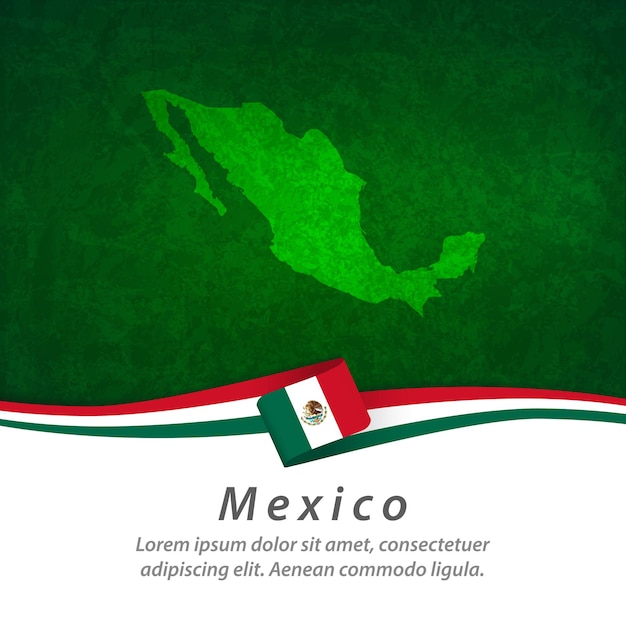 Vlag van mexico met centrale kaart