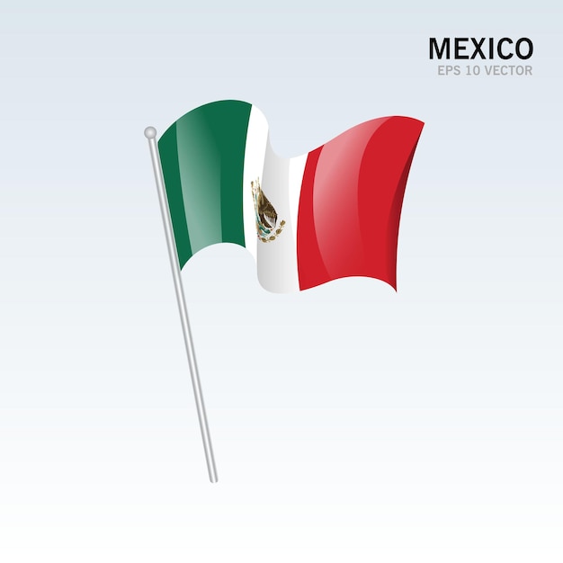 Vlag van Mexico zwaaien geïsoleerd op grijs