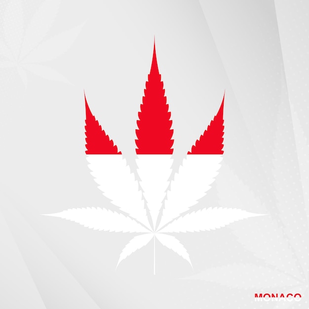 Vlag van Monaco in de vorm van een marihuanablad Het concept van legalisatie Cannabis in Monaco