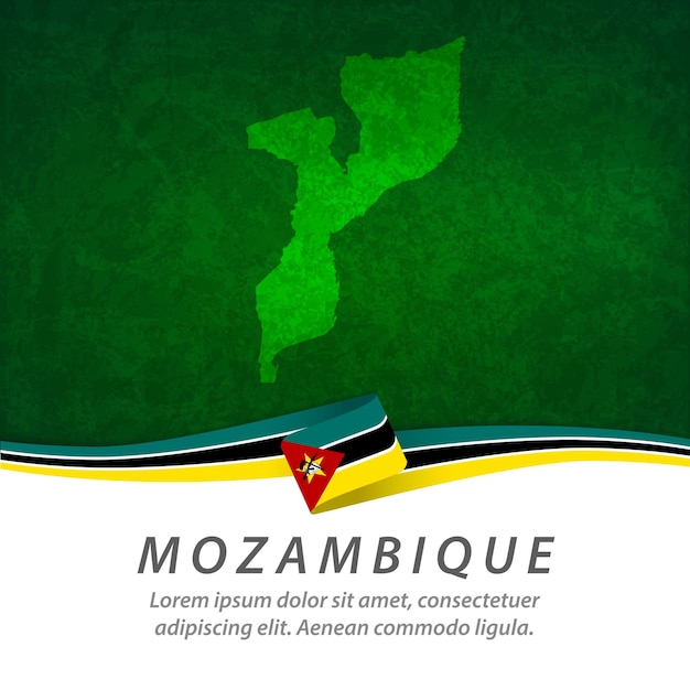 Vlag van Mozambique met centrale kaart