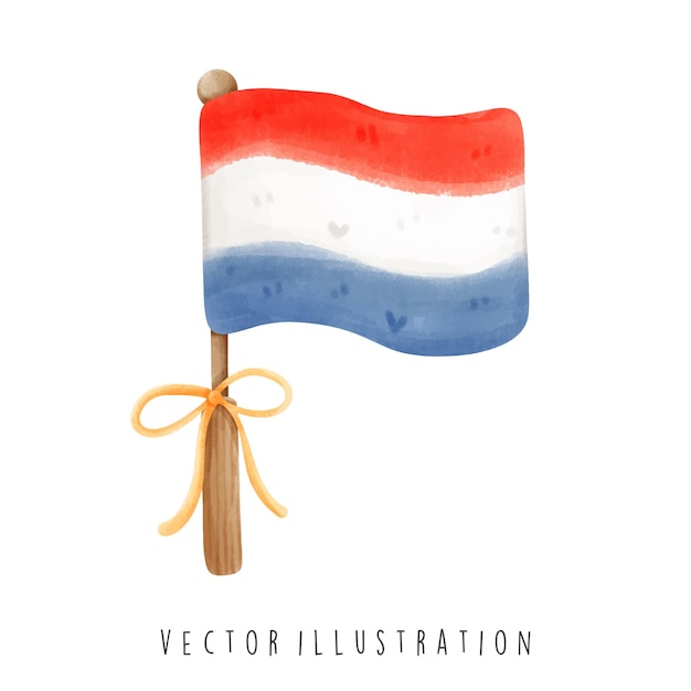 Vlag van Nederland met in waterverf stijl Vector illustratie