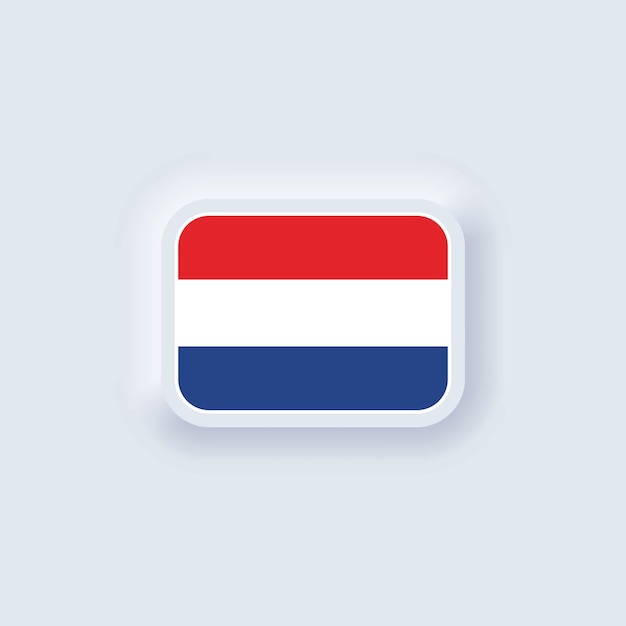 Vlag van nederland. nationale nederlandse vlag. vector illustratie. eps10. eenvoudige pictogrammen met vlaggen. neumorphic ui ux witte gebruikersinterface. neumorfisme