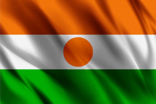 Vlag van Niger in de wind zijde achtergrond sjabloon