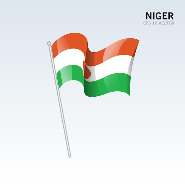 Vlag van Niger zwaaien geïsoleerd op grijs