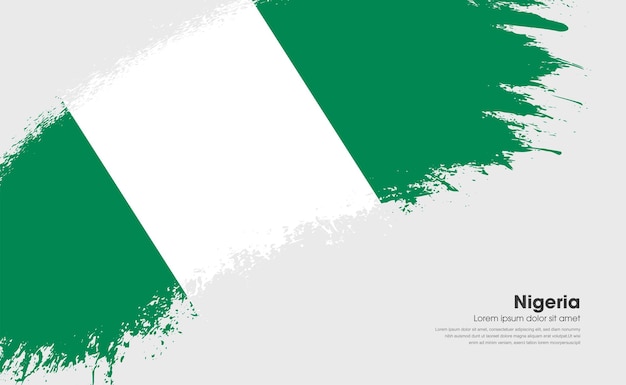 Vlag van Nigeria land op kromme stijl grunge penseelstreek met achtergrond