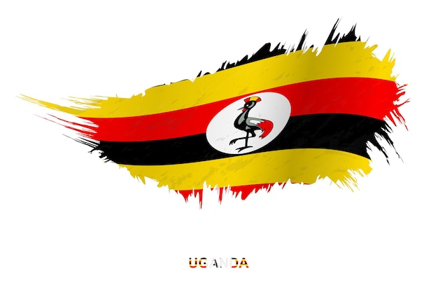 Vlag van Oeganda in grungestijl met golvend effect, de vectorvlag van de grungeborstelslag.