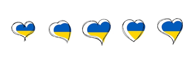 Vlag van Oekraïne in hartvorm Oekraïens nationaal symbool Vectorillustratie