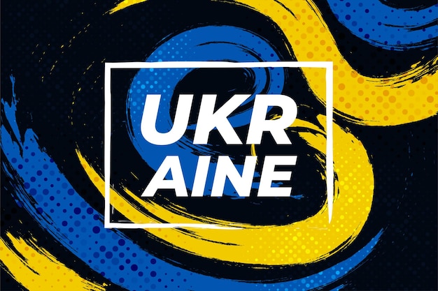 Vlag van Oekraïne met penseelconcept Vlag van Oekraïne in grunge- en halftoonstijl