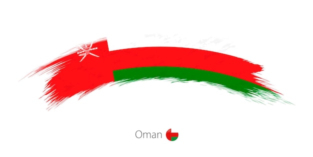 Vlag van Oman in afgeronde grunge penseelstreek. Vector illustratie.