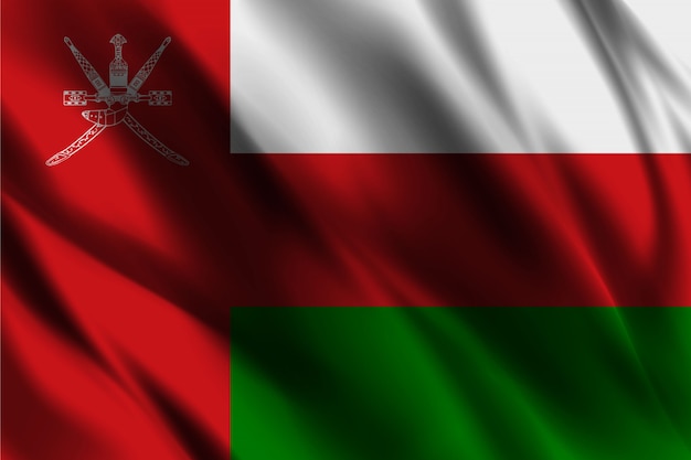 Vlag van Oman in de wind zijde achtergrond sjabloon