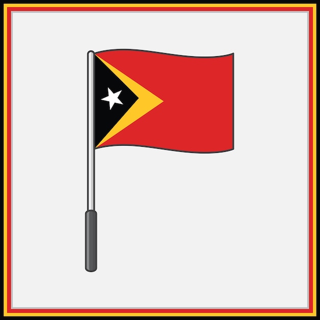 Vlag van Oost-Timor Cartoon Vector Illustratie Vlag van Oost-Timor Flat Icon Outline