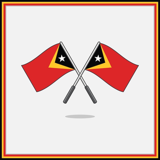 Vlag van oost-timor cartoon vectorillustratie oost-timor vlag plat pictogram overzicht