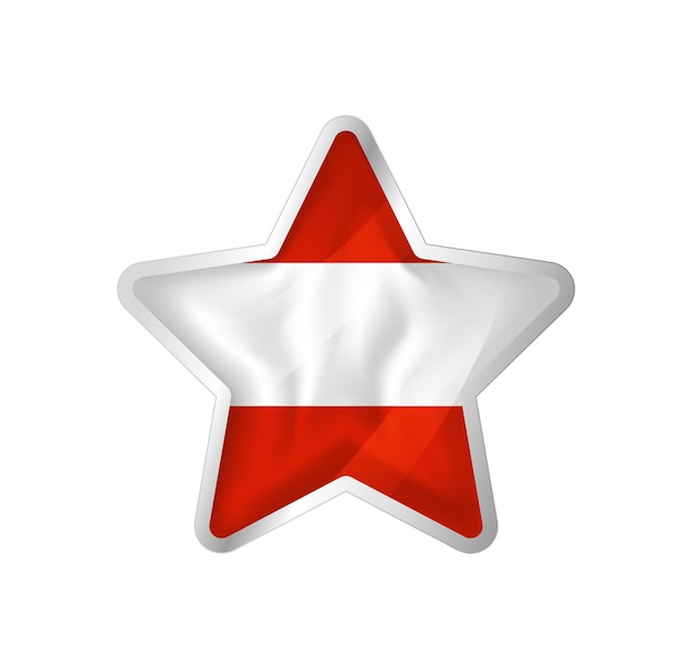 Vlag van Oostenrijk in ster. Knop ster en vlag sjabloon. Eenvoudig bewerken en vectoren in groepen.