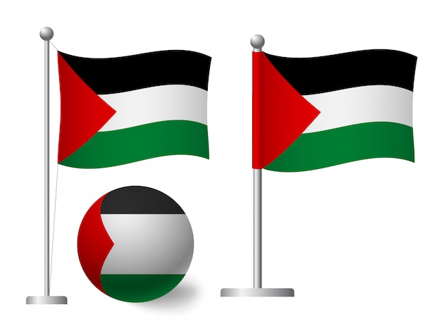 Vlag van Palestina op het pictogram van de paal en de bal