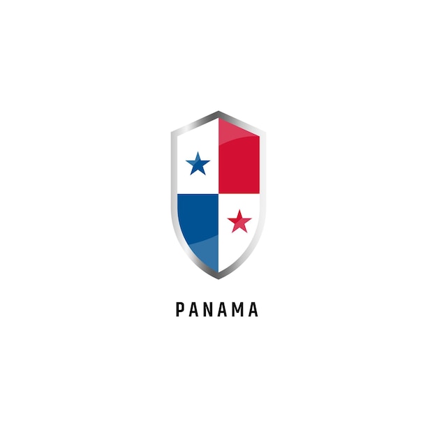 Vlag van Panama met schild vorm pictogram platte vectorillustratie