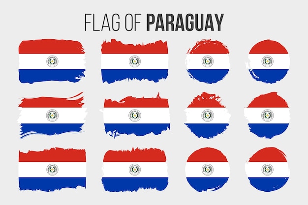 Vlag van Paraguay Illustratie penseelstreek en grunge vlaggen van Paraguay geïsoleerd op wit