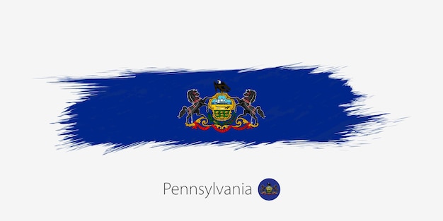 Vlag van Pennsylvania VS staat grunge abstracte penseelstreek op grijze achtergrond