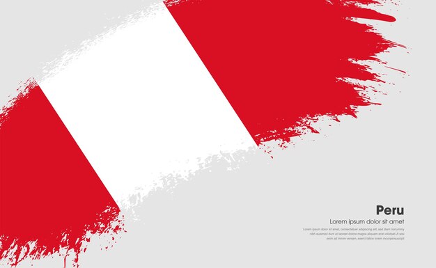 Vlag van Peru land op kromme stijl grunge penseelstreek met background