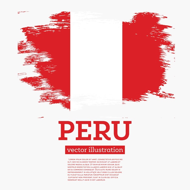 Vlag van Peru met penseelstreken. Vectorillustratie.