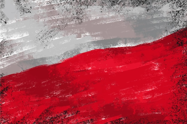 Vlag van Polen acryl schilderij grunge met slijtage patriottische kleuren