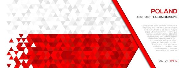Vlag van polen met abstracte veelhoek geometrische vorm achtergrond