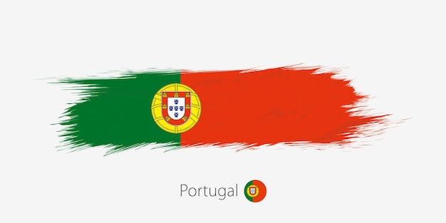 Vlag van Portugal grunge abstracte penseelstreek op grijze achtergrond