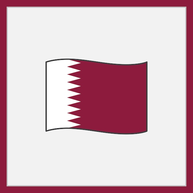 Vlag van Qatar Cartoon vectorillustratie Vlag van Qatar Flat pictogram overzicht Nationale vlag van Qatar