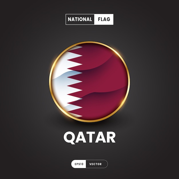 Vlag van Qatar vectorillustratie Azië Vlag 3D EPS10