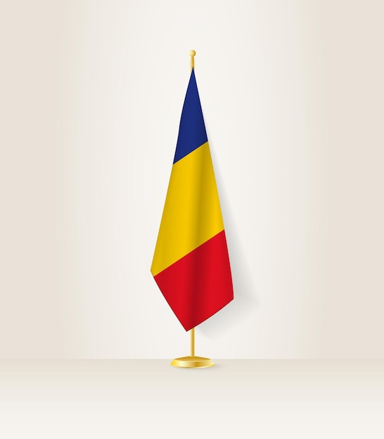 Vlag van Roemenië op een vlaggenstandaard