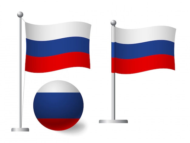 Vlag van Rusland op paal en bal pictogram