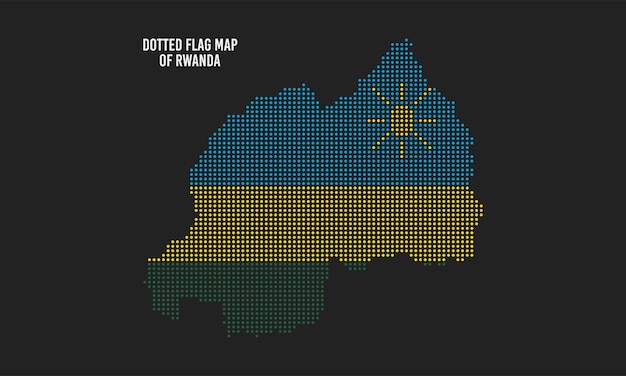 Vlag van Rwanda kaart abstracte gestippelde vectorillustratie