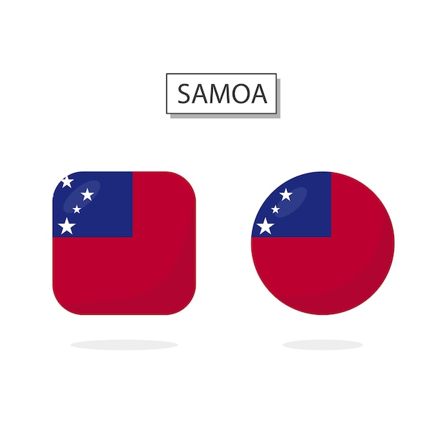 Vlag van Samoa 2 Vorms icoon 3D cartoon stijl