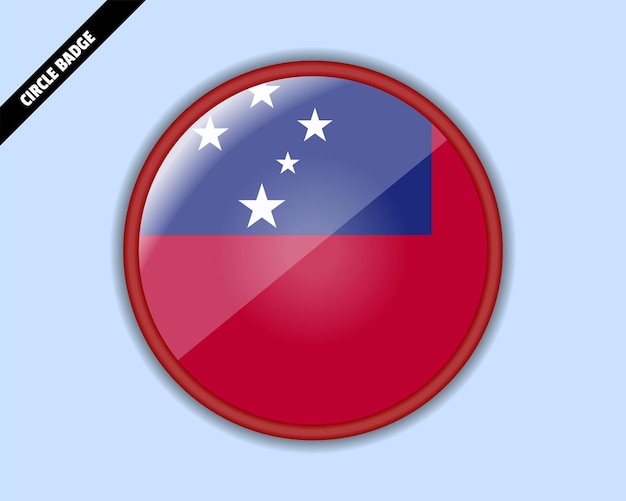 Vlag van Samoa cirkel badge vector ontwerp afgerond teken met reflectie