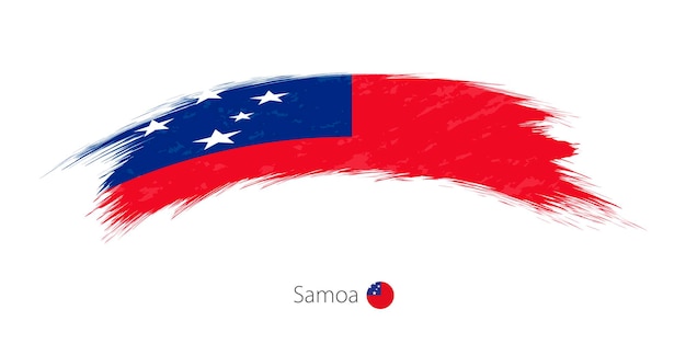 Vlag van Samoa in afgeronde grunge penseelstreek. Vector illustratie.