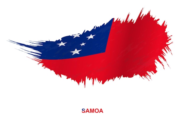 Vlag van Samoa in grunge stijl met wuivende ingang, vector grunge penseelstreek vlag.