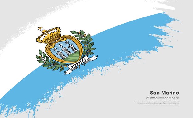 Vlag van San Marino land op kromme stijl grunge penseelstreek met achtergrond