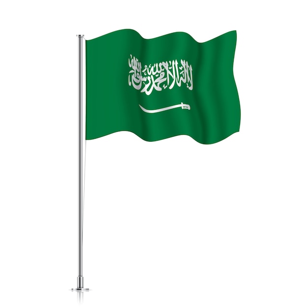 Vlag van Saoedi-arabië zwaaien op metalen paal