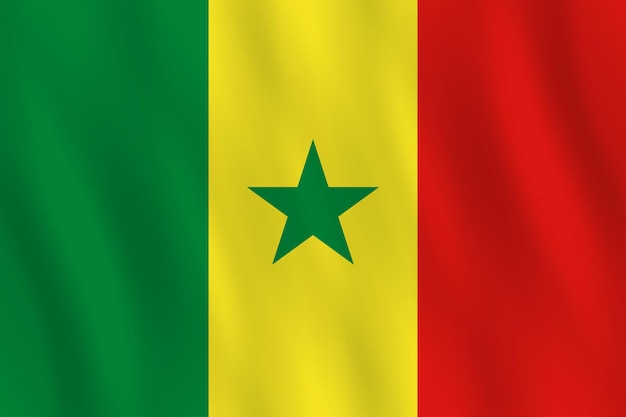 Vlag van Senegal met zwaaieffect, officiële verhouding.