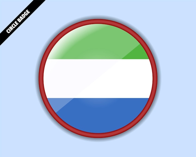 Vlag van Sierra Leone cirkel badge vector ontwerp afgerond teken met reflectie